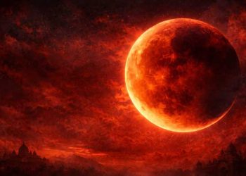 Lunar Eclipse Amidst Holi Colors: A Moment for Meditation