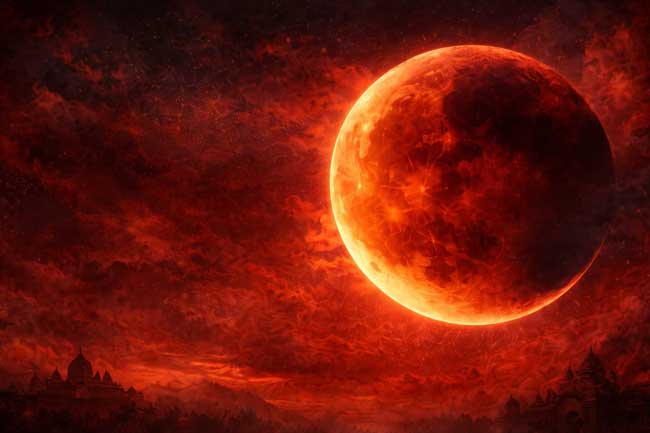Lunar Eclipse Amidst Holi Colors: A Moment for Meditation